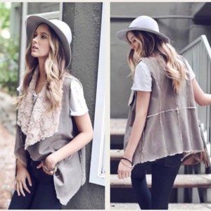 OnetheLand Women's Vegan Suede Fur Lined Vest Size Medium